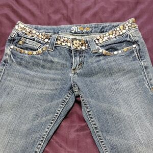 Miss Me Studded Gray Skinny Jeans 28x34
